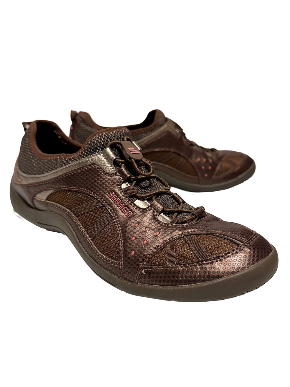 Sebago Brown Mesh Water Shoes Bungee Walking Sneakers Womens 8.5